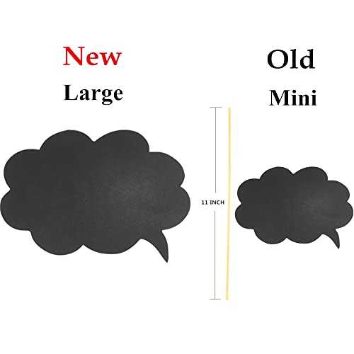 Large Blank Photo Booth Props Signs, 11pcs Large Writable Chalkboard Photo Booth Props with Chalk and Sticks, Tvorvik Blan...