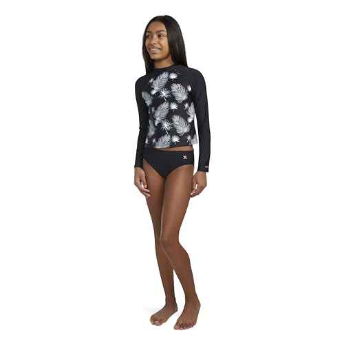 Hurley Girls Long Sleeve Rash Guard 2-Piece Swimsuit