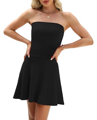 OFEEFAN Womens Tube Dresses Strapless Homecoming Graduation Formal Party Club Mini Dress Date Outfits
