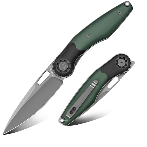 FINTISO Pocket Knife 3.5" Folding Knife Premium 14C28N Blade, Bicolour G10 Handle Design with Pocket Clip for Men Women, S...