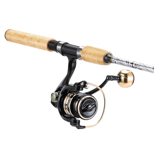 Sougayilang Reel and Fishing Rod Combo, Fiberglass Fishing Pole with Durable P-Cork Rod Handle, Lightweight Graphite Frame