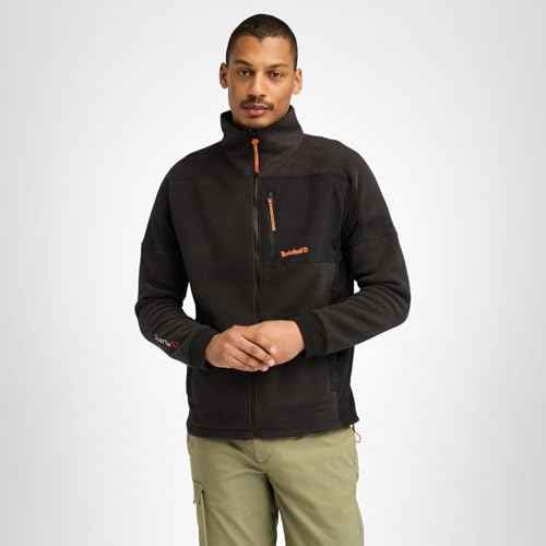 Timberland Men's Polartec Mix Media Full Zip Fleece, Black, X-Large