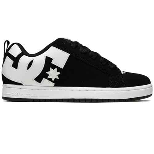 DC Shoes Men's Court Graffik Skate Shoe, Black/White, 5