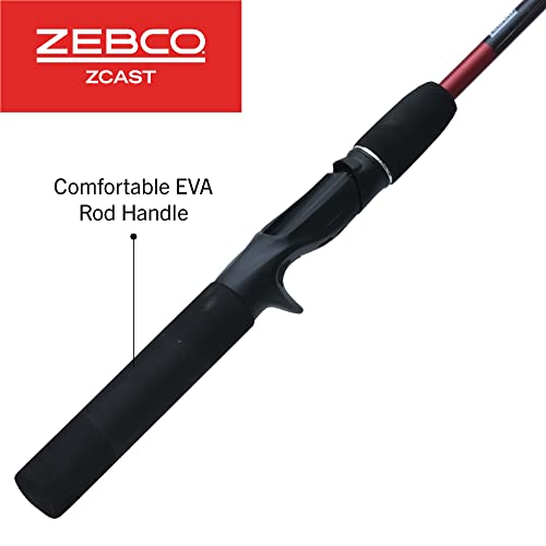 Zebco Z-Cast Casting Fishing Rod, 2-Piece Durable Z-Glass Fishing Pole, Comfortable EVA Rod Handle, Shock-Ring Guides