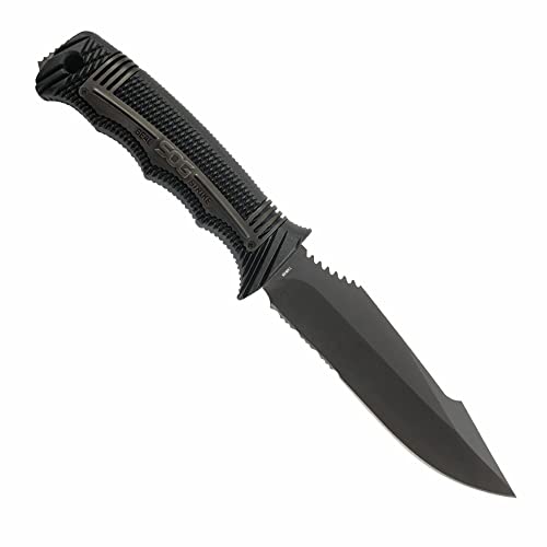 SOG Seal Strike Fixed Blade Knife with Sheath- Tactical and Hunting Knife with 4.9 Inch Partially Serrated Bowie Knife Bla...