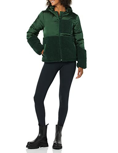 Amazon Essentials womens Full-Zip Sherpa Fleece Hooded Puffer Jacket
