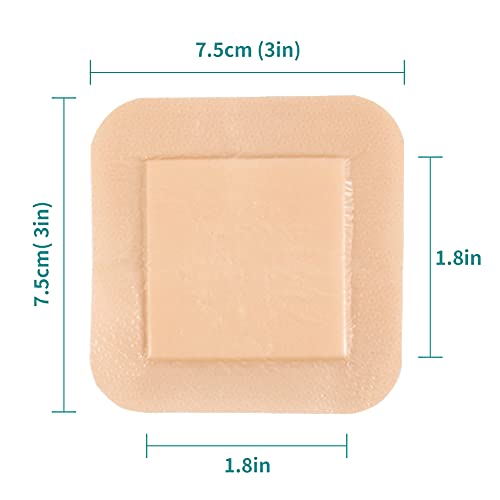 Dimora Silicone Foam Dressing with Border Adhesive 3"x3" Waterproof Wound Dressing First Aid Bandage for Wound Care 10 Pack