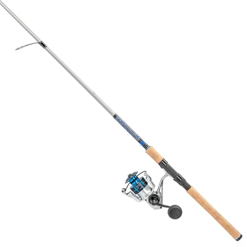 Quantum Strive Spinning Reel and Fishing Rod Combo, Graphite Composite Blank, 4+1 Bearings, Silver/Blue