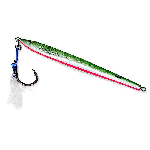 80g Tuna Riser jigs 1, 5, 10 Packs Green/White, Pink Glow