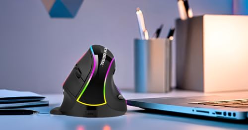 J-Tech Digital Ergonomic Mouse with Wireless Connection, Removable Palm Rest, Thumb Buttons, Rechargeable Battery, 800 DP...