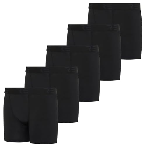 Real Essentials 5 Pack: Youth Boys' Compression Shorts - Performance Boxer Briefs Athletic Spandex Underwear(4-20)