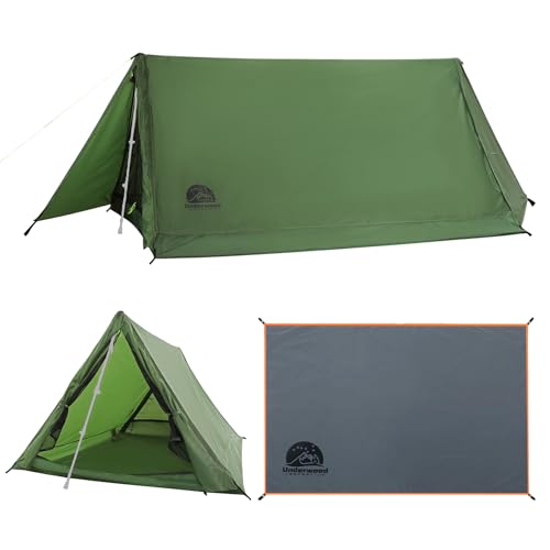 2 Person Trekking Pole Tent for 4-Season & 2 Person Tent Footprint Grey