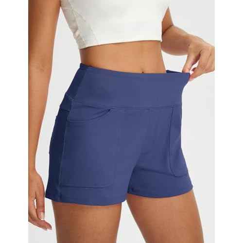 baleaf Womens 2.5" Yoga Shorts with Four Pockets Lounge Casual Shorts High Waist Elastic Athletic Running Sweat