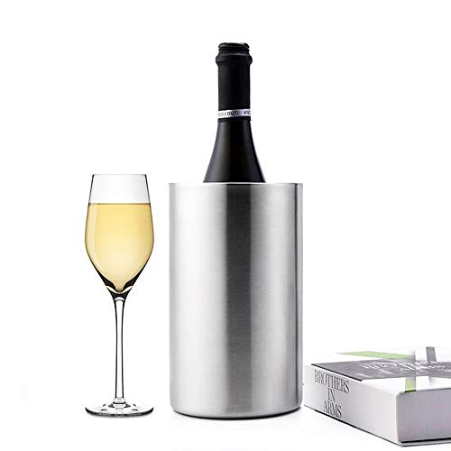 Jolitac Wine Chiller Bucket, Stainless Steel Double Wall Wine Cooler Bucket, Keeps Cold for Hours Wine Bottle Cooler Chill...