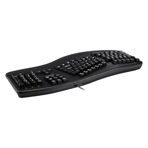 ADESSO EasyTouch 150 Ergonomic Wired Mechanical Keyboard with Cherry MX Brown Switches, Integrated Palm Rest, Dedicated Co...