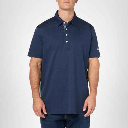 Brooks Brothers Men's Short Sleeve Performance Stretch Polo Shirt, Navy, Large