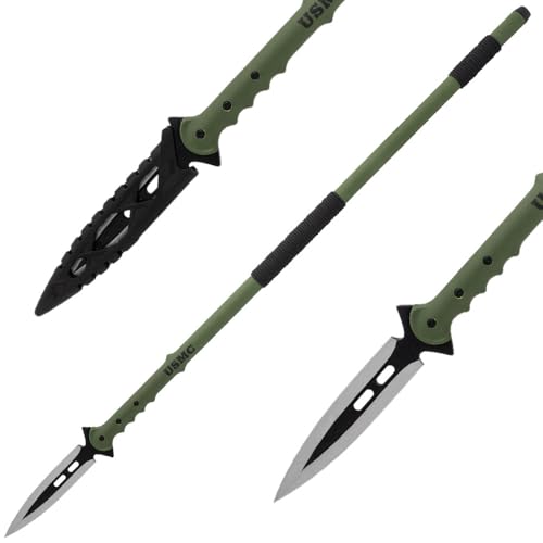 USMC Survival Spear | Officially Licensed United States Marine Corps Gear | 7 1/2" Stainless Steel Blade | OD Green Shaft...