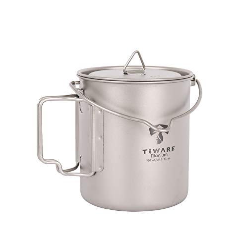 Titanium 750ml Multi Function Cup Pot Cookware Compact Cooking Set w. Folding Handles Ultra-Light Weight Durable w. Carryi...