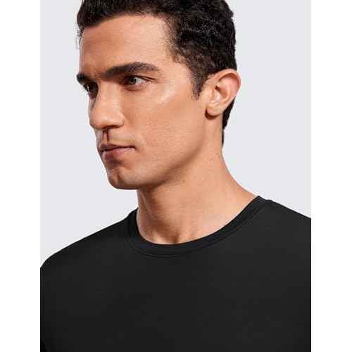 CRZ YOGA Men's Cotton Polyester Short Sleeve T-Shirt Classic Fit Casual Workout Tops Soft Premium Tee