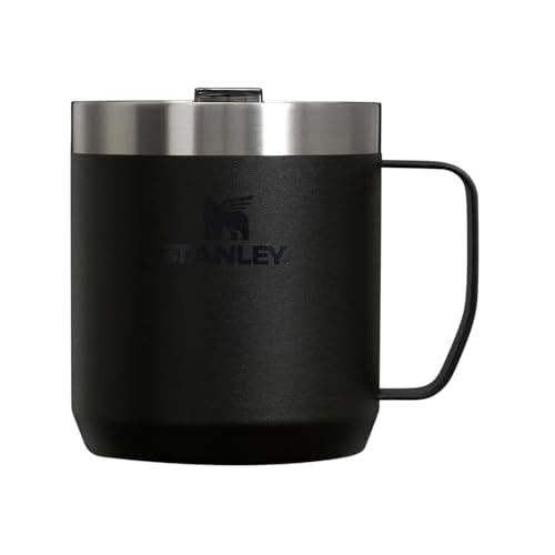 STANLEY Stay-Hot Camp Mug 12 oz | Press Fit Drink Through Lid | Cup for Coffee, Tea and Drinks | Insulated Stainless Steel Coffee Mug | BPA-Free | Black 2.0