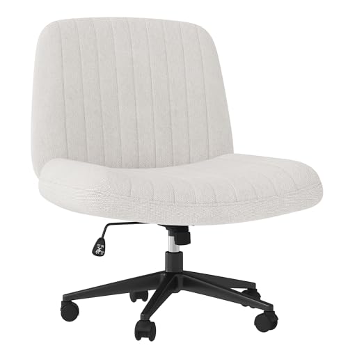 Shintenchi Criss Cross Chair,Cross Legged Office Seat with Wheels Armless Swivel Vanity Chair,Height Adjustable Wide Compu...