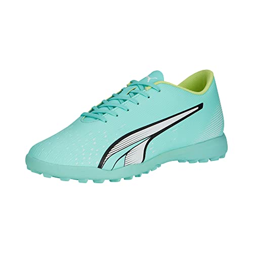 PUMA Mens Ultra Play Turf Trainer Soccer Cleats, Electric Peppermint-PUMA Mens White-Fast Yellow, 8
