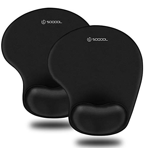 Soqool Mouse Pad, 2 Pack Ergonomic Mouse Pads with Comfortable Gel Wrist Rest Support and Lycra Cloth, Non-Slip PU Base fo...