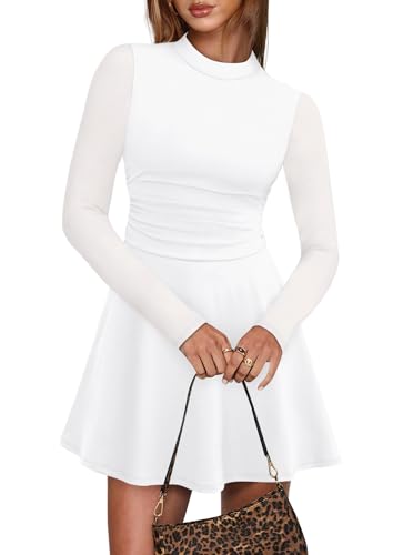 OFEEFAN Long Sleeve Dress Fall Homecoming Formal Party Club Mini Dresses Date Outfits