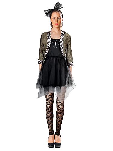 Boyiee Womens 80s Costume Set Dress Jacket Headband Earrings Necklace Lace Legging Gloves Halloween 80s Themed Costumes