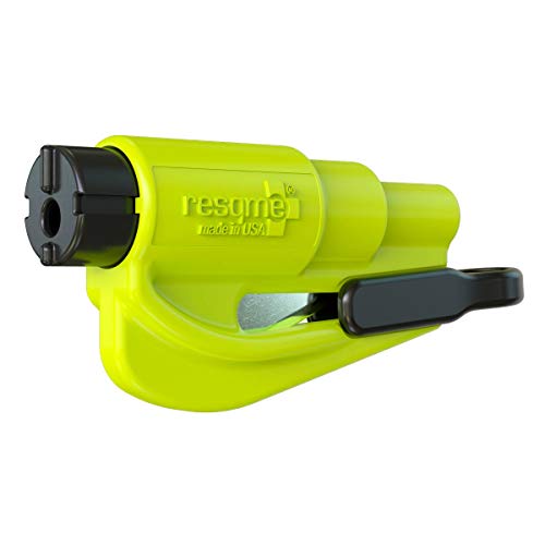 resqme The Original Emergency Keychain Car Escape Tool, 2-in-1 Seatbelt Cutter and Window Breaker, Made in USA, Yellow - C...