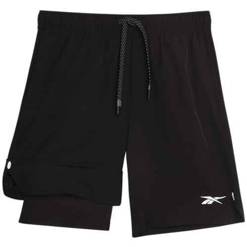 Reebok Boys Shorts - 2 in 1 Basketball Shorts with Compression Liner and Pockets - Gym and Running Boys Athletic Shorts