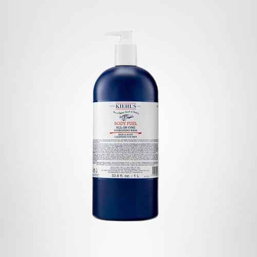 Kiehl's Body Fuel All-in-One Energizing Body Wash & Shampoo for Men, with Menthol, Caffeine, Vitamin E & Vitamin C, Gently Removes Excess Oil, Sweat & Impurities, for Men's Skin and Hair - 33.8 fl oz