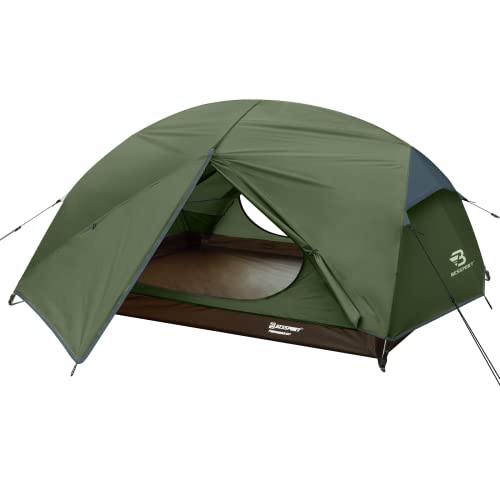 Bessport Camping Tent for 2-3 Person, Lightweight Backpacking Tent Waterproof Windproof Two Doors Easy Setup Double Layer ...