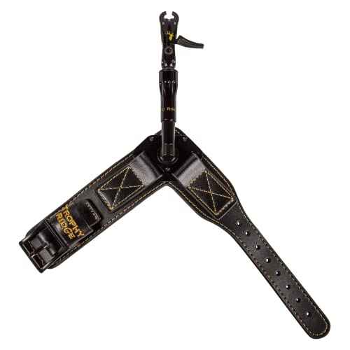 Trophy Ridge 10-Ring Archery Bow Release - Compact Dual-Caliper Design, 360¡Æ Rotating Head, 360¡Æ Swiveling Arm, Adjustable Length, Trigger Travel Tuning, Premium Leather Buckle Strap