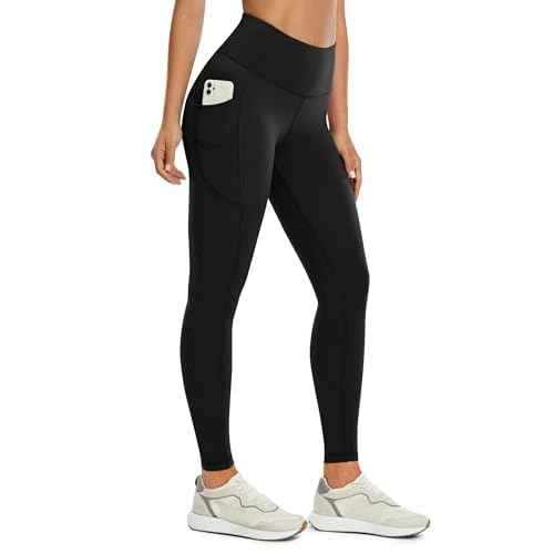 CRZ YOGA Womens Brushed Naked Feeling Workout Leggings 25" - High Waisted Gym Athletic Tummy Control Yoga Pants with Pockets