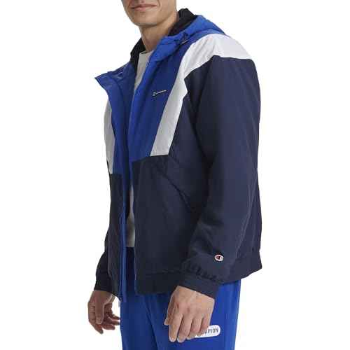 Champion mens Color Block Lined Windbreaker With Hood
