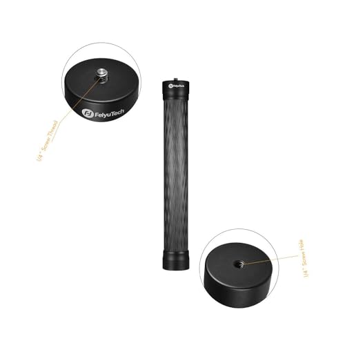FeiyuTech 10.8" (275mm) Carbon Fiber Extension Pole – Lightweight, Durable with 1/4"-20 Screw, Compatible with Camera Gimb...