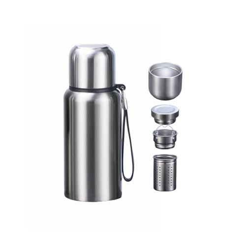 CDJ 17 oz Thermos with Tea Infuser Stainless Steel Vacuum Insulated Water Bottles with 2 Covers Flasks for Hot and Cold Dr...