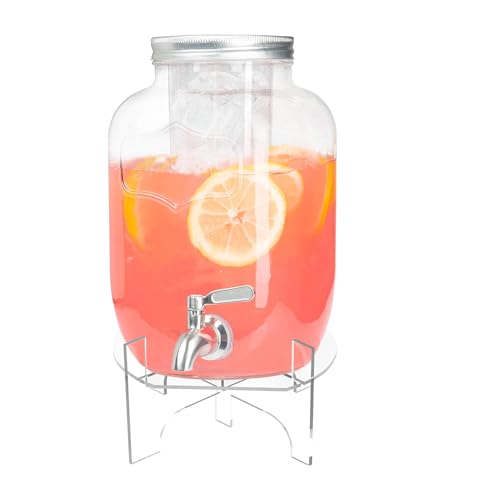 Acrylic Glass Drink Dispenser Stand, 6.6'' in Diameter Fit for 1 Gallon Glass Drink, Iced Beverage Dispensers Clear Water ...