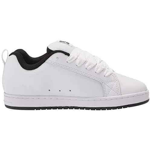 DC Men's Court Graffik Skate Shoe, White/Black/Black,15 M US