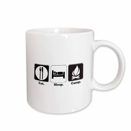 3dRose Funny Hobby Lifestyle Design Eat Sleep Camp 11oz Mug
