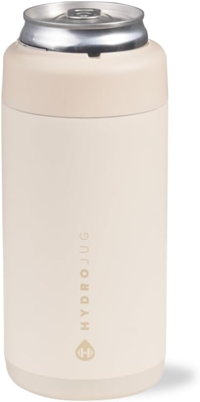 HydroJug Slim Can Cooler - 2-in-1 Insulated Can Cooler Cup - Stainless Steel Slim Can Holder with Non-Slip Rubber Base - S...