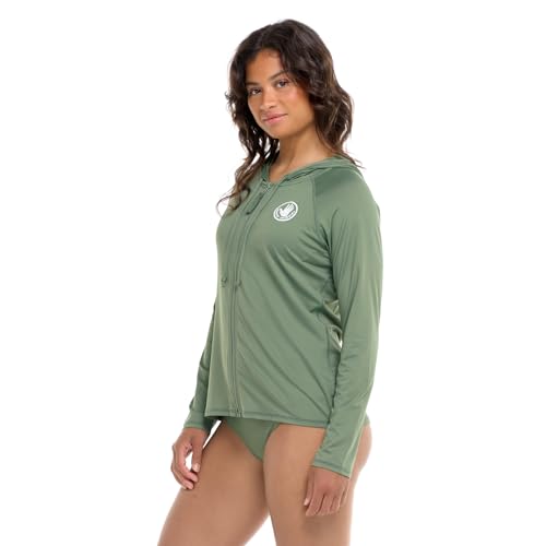 Body Glove Womens Mandie Zip Front Hoodie Rashguard with UPF 50Rash Guard Shirt