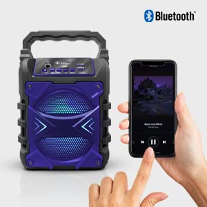 Top Tech Audio Jet-4 400W Bluetooth Speaker, 4" Woofer, Louder Volume, Crystal Clear Stereo, Rich Bass, 100ft Wireless Range, Mic Input, Portable Speaker – Blue