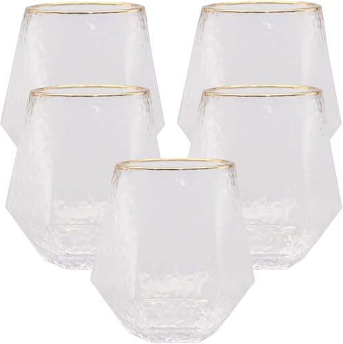 Oojami 40 count Diamond Unbreakable Stemless Plastic Wine Champagne Whiskey Glasses Elegant Durable Disposable Indoor Outd...