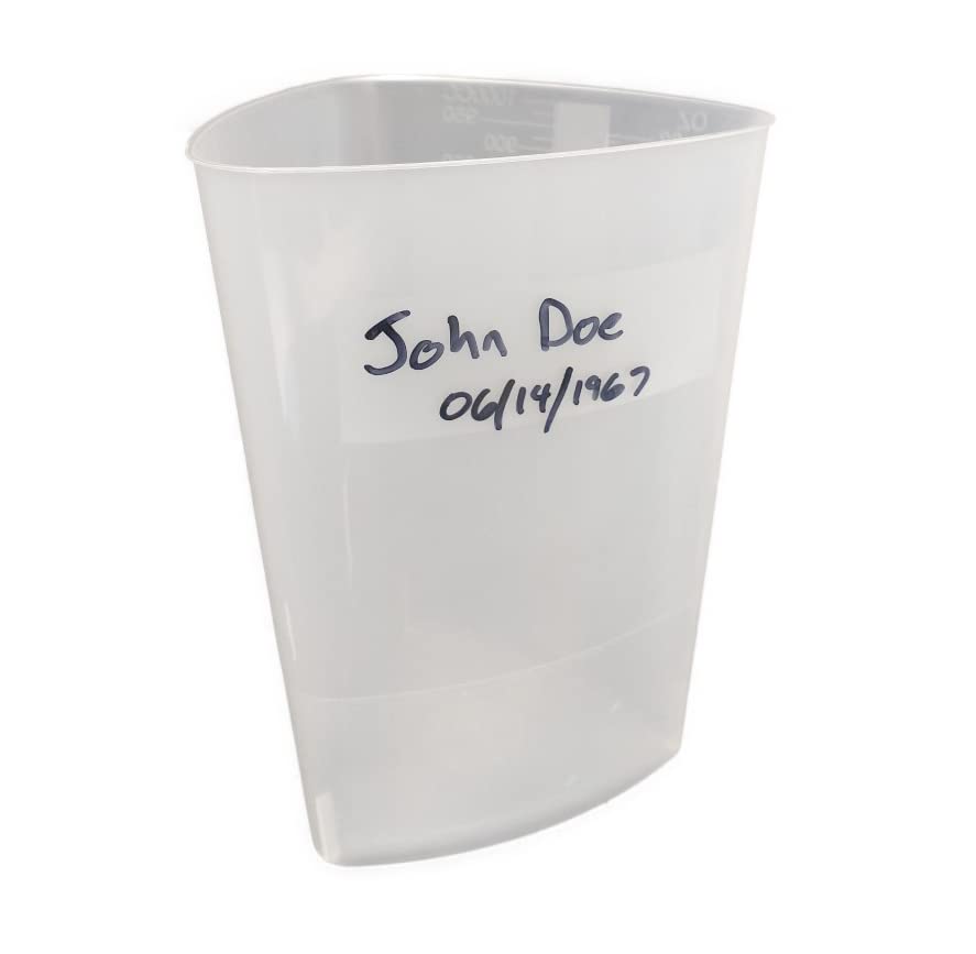Vakly Plastic Graduated Triangular Intake Output Container [5 Pack] 32 ounce Three-Sided Translucent Laboratory Beaker for Measuring & Mixing - Clear Markings in oz & cc - for Specimen, Paint & Epoxy