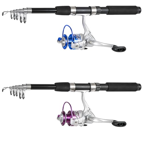 Tripquips Fishing Pole Combo, 6.9ft 2Pcs Telescopic Rods Set, Collapsible Fishing Rods, 2PCS Spinning Reel Set with Carrie...