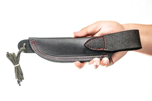 Tops Knives Camp Creek Fire Edition Full Tang Fixed Blade- Tumble Finish Blade Finish- Black Leather Sheath w/Dangler (Re...