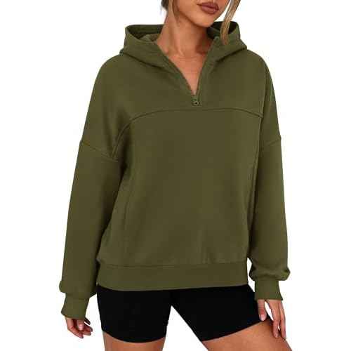 PRETTYGARDEN Womens Hoodies Cropped Fleece Sweatshirts 2025 Fall Fashion Quarter Zip Pullover Long Sleeve Tops Winter Clothes