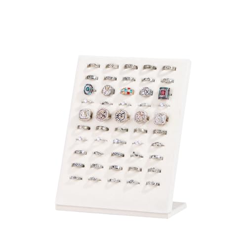 NobleKey 50 Slots Ring Holder Stand, Velvet Ring Display Board for Selling, L-Shape Ring Earring Display Ring Jewelry Pad ...